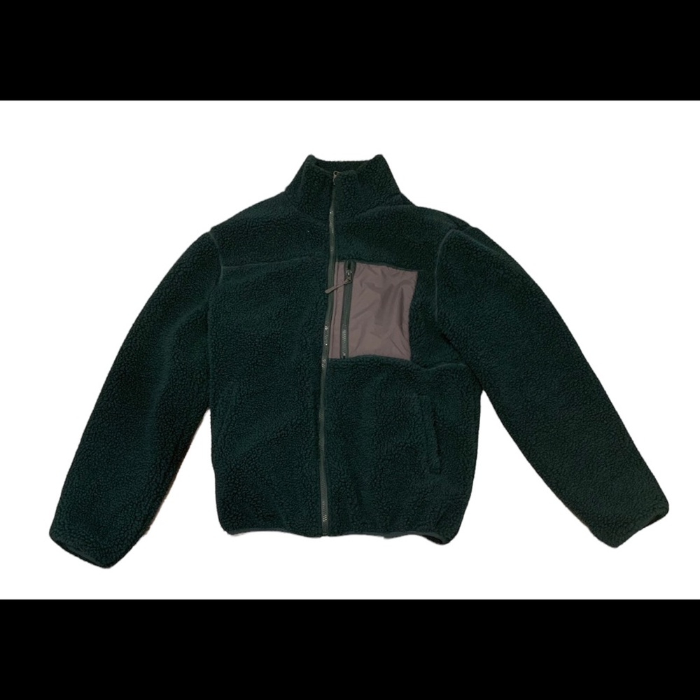 Dark Green Fuzzy Fleece Jacket